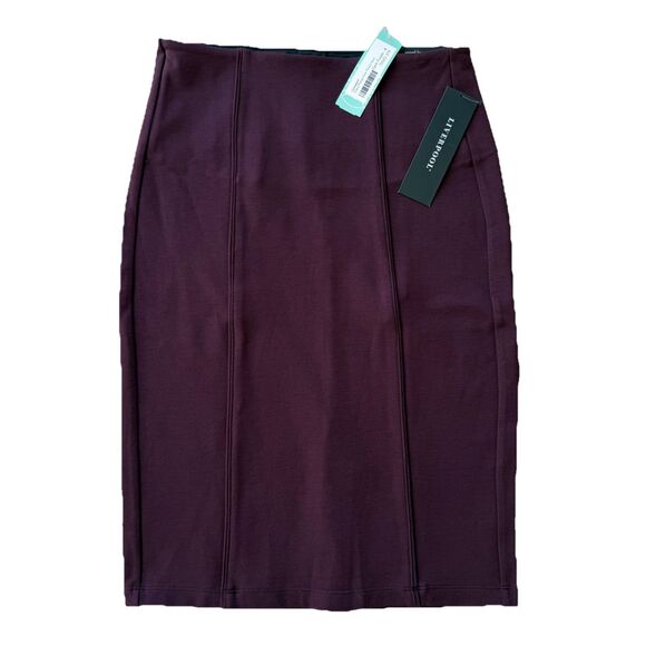 Liverpool Clara Ponte Pencil Skirt Size 6 / Small Dark Purple Stretch Pull On - Picture 1 of 8